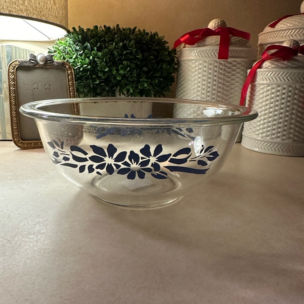Two Pyrex Blue Ribbon Mixing Bowls